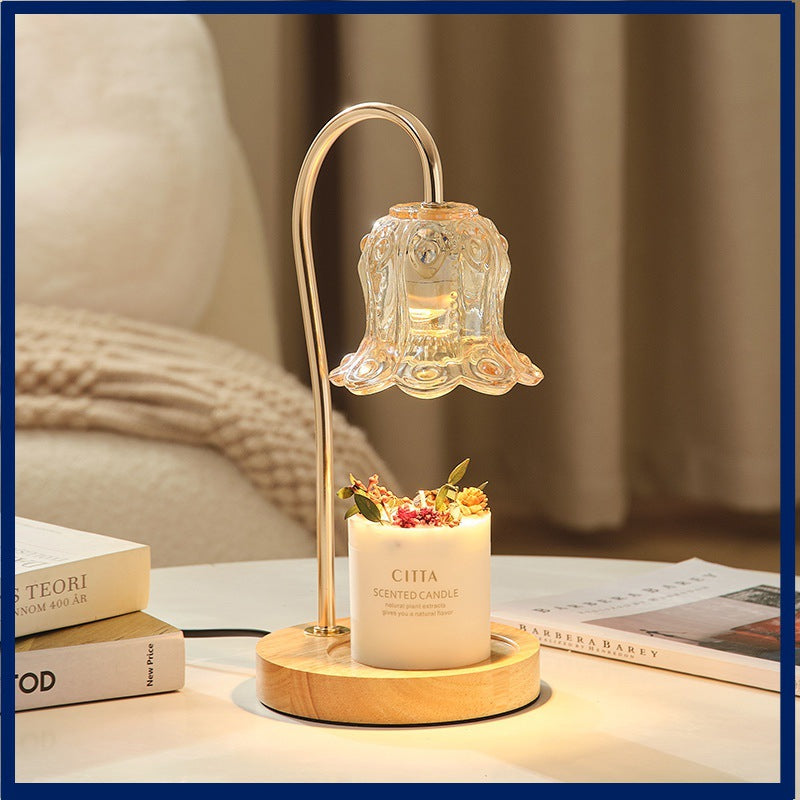 Lily Of The Valley Aromatherapy Wax Melter Solid Wood Candle Warmer Bedroom Ambiance Table Lamp