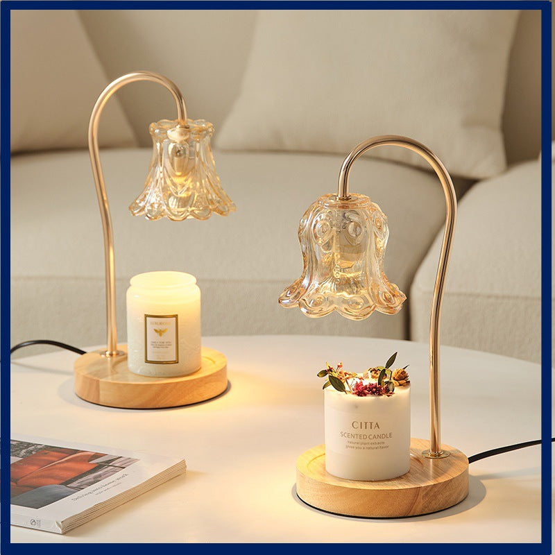 Lily Of The Valley Aromatherapy Wax Melter Solid Wood Candle Warmer Bedroom Ambiance Table Lamp