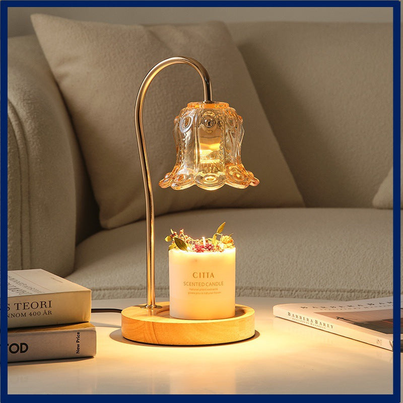 Lily Of The Valley Aromatherapy Wax Melter Solid Wood Candle Warmer Bedroom Ambiance Table Lamp