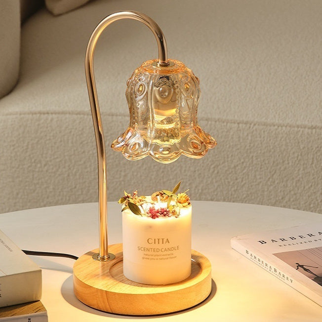 Lily Of The Valley Aromatherapy Wax Melter Solid Wood Candle Warmer Bedroom Ambiance Table Lamp
